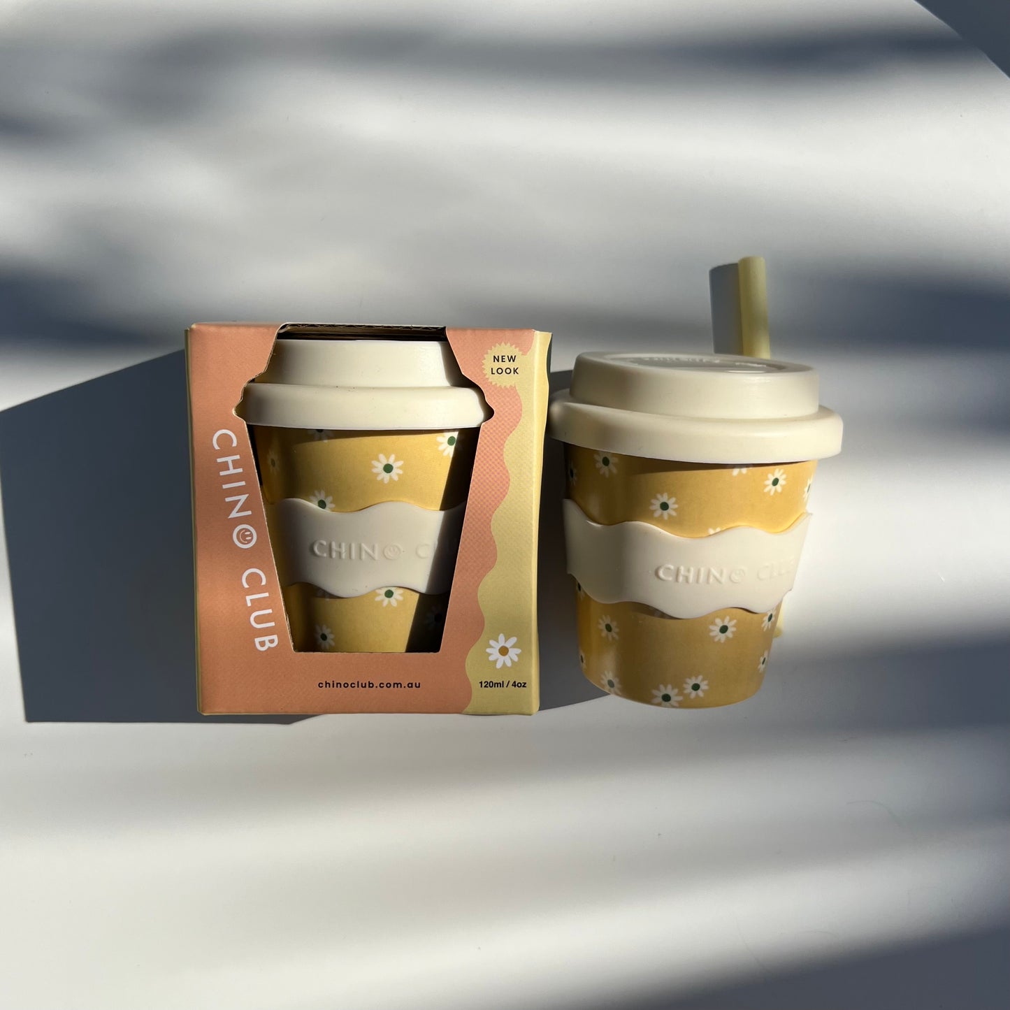 Yellow Daisy Baby Chino Cup 4oz - Including Straw