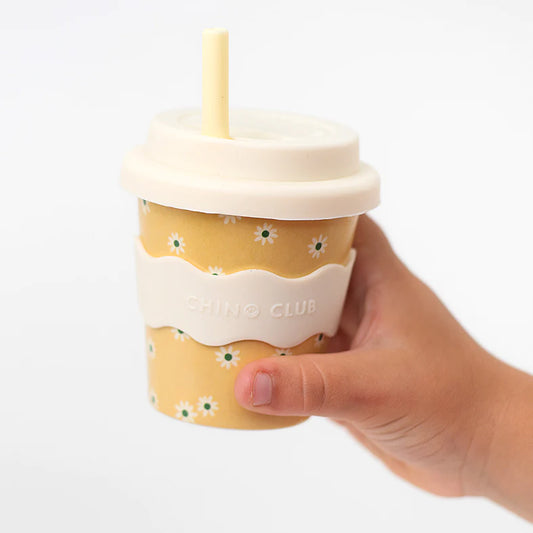 Yellow Daisy Baby Chino Cup 4oz - Including Straw