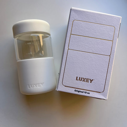 Luxey Cup - Bright White 12 Oz Reusable Glass Cup
